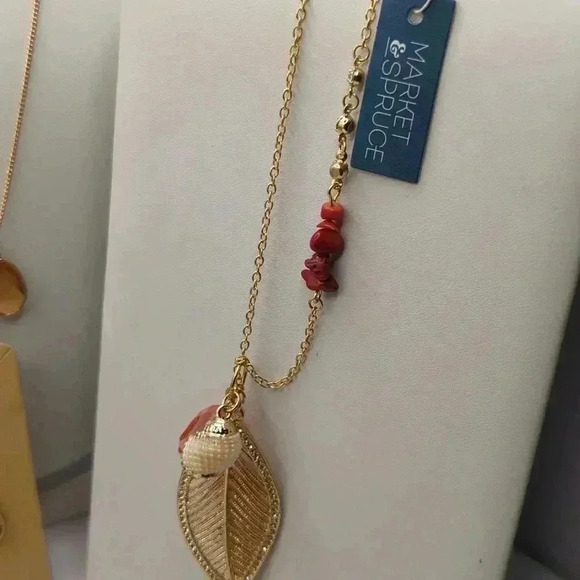 Peach pink bundle 4 necklaces, 2 bracelets, 1 pair earrings some NWT J Crew - Picture 5 of 12